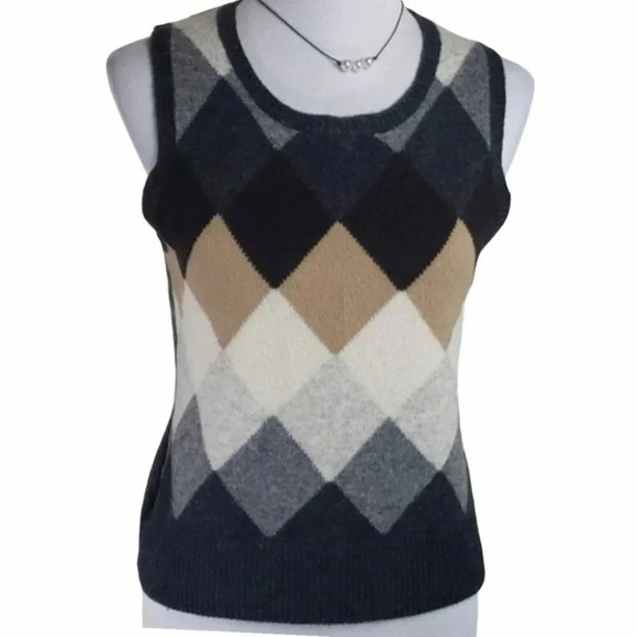 Gap Vintage M 100%‎ Lambs wool gray/tan/brown vest - Picture 1 of 5